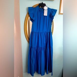 NWT Antonio Melani x Kimberly Whitman MIDI dress in Pool Blue Size 6